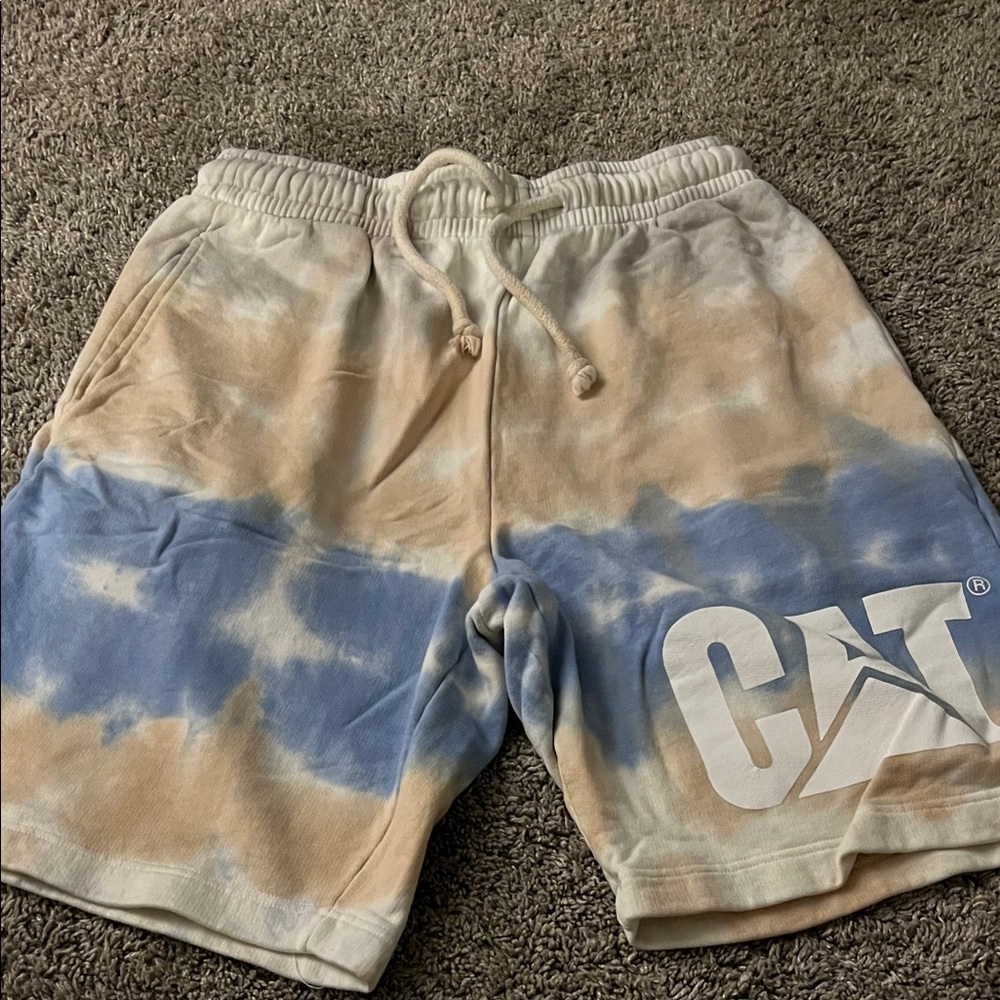 Caterpillar Tie-Dye Men Shorts - Blue and Tan
